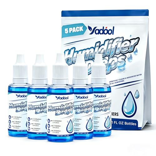 Yadool [5 Pack] Humidifier Cleaner Drops Humidifier Water Treatment Cleaning Solution for All Makes & Models - Slows Buildup & Scaling - Deeply Cleans & Deodorizes Water - 500+ Day Supply