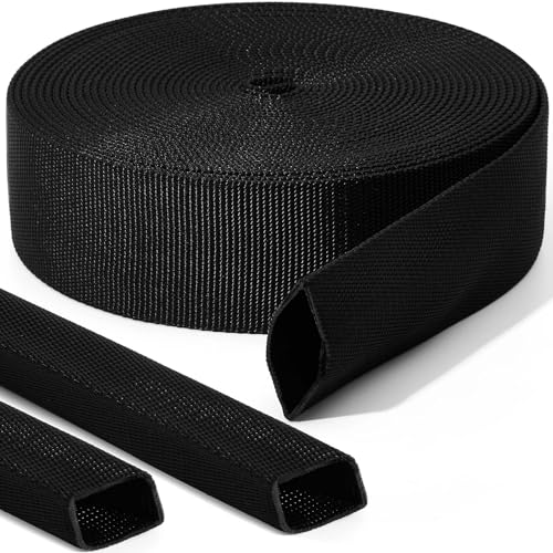 Image of Hanaive 26 ft Nylon Hydraulic Hose Protector Sleeve Tig Torch Cable Cover Black Protective Cover Hose Sheath Hydraulic Wrap Cutting Wire Sheath Sleeve Management Wrap for Cord Tig(1.5 Inch Id)