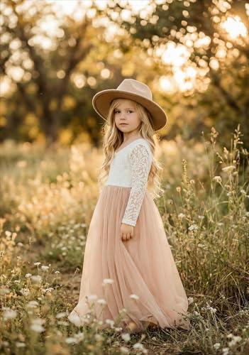 Image of 2Bunnies Girl Peony Lace Back A-Line Straight Tutu Tulle Party Flower Girl Dress