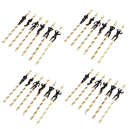 Outanaya 24pcs pitillos desechables dorados para fiestas miniatura 1