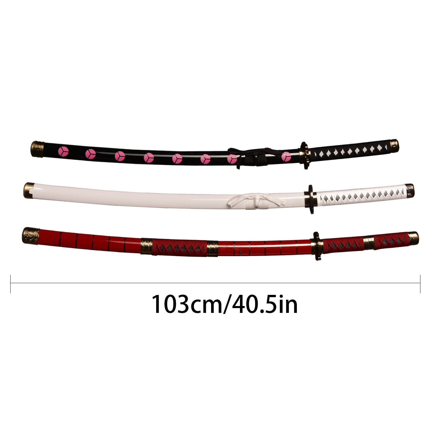 Kljhld Cosplay di Bambù Anime Spada - Set di Tre Pezzi Roronoa Zoro Katana: Shusui, Wado Ichimonji e Sandai Kitetsu - 103 cm/40 Pollici