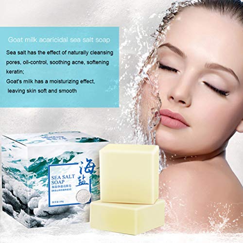Soap With Sea Salt Natural Goat's Milk For Face Dry And Natural Oily Skin, Remove Acne Anti-Cellulite Soap (3.52 Oz) #TOP2