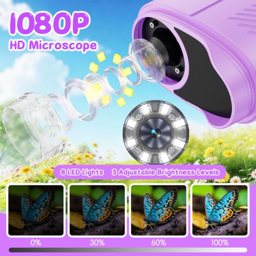 Image of 1000X Handheld Digital Microscope for Kids (Purple)