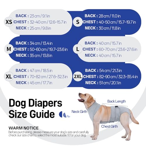 Image of BRKURLEG Female Dog Diapers with Suspender, Washable & Reusable, Grey M