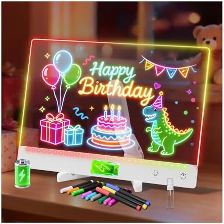 Rechargeable Lumi LED Drawing Board with 12 Markers,13.7"x10"LED ...