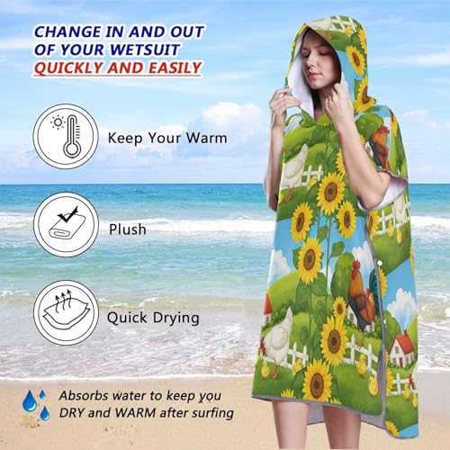 Poncho de surf homme grande taille serviette à capuche pour la plage - 5