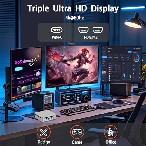 Image of Mini PC Gaming, AMD Ryzen 7 5825U, 32GB DDR4 RAM 1TB M.2 NVMe SSD, Win 11 Mini Desktop, Dual HDMI 2.0, USB 3.0 /2.0, WiFi 6 /BT 5.2 /4K Display, Dual NVMe SSD Slots (5825U 32GB+1TB)