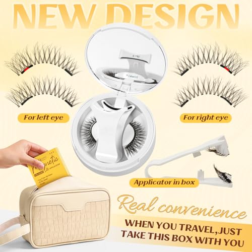 QUEWEL Magnetic Eyelashes with Applicator Reusable No Glue Needed Magnetic Lashes Cat Eye Natural Look Lashes Kit Easy to Wear and Remove(NZH B01) — view 3
