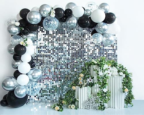 Panneau Mural Scintillant Argent Kate : Fond Photo Carré à Paillettes 30x30 cm pour Fête