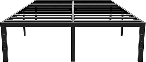 Miniatura 7 de Marco de cama matrimonial de 16 pulgadas con soporte de listones de acero, no necesita somier, fácil montaje, color negro