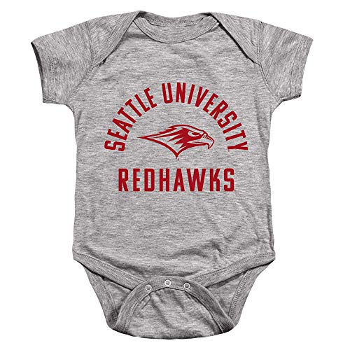 Seattle University Official One Color Redhawks Logo Unisex Infant Snap Suit for Baby,Athletic Heather, 12 Months