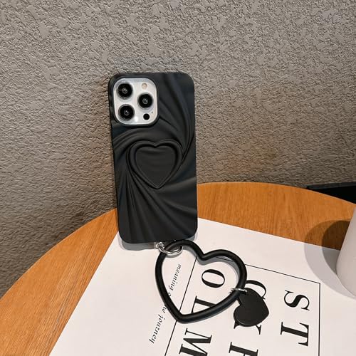 Coque cœur 3D iPhone 15 Pro en silicone souple avec chaîne - 3