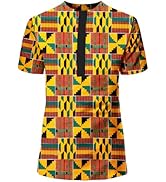 African Men Dashiki Shirt Short Sleeve Traditional Print Cotton Wax Top Summer Beach Shirts