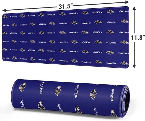 Vista 42 de Skinit Alfombrilla de mouse extragrande para juegos – Diseño desgastado con licencia oficial de Baltimore Ravens con bordes cosidos, impermeable