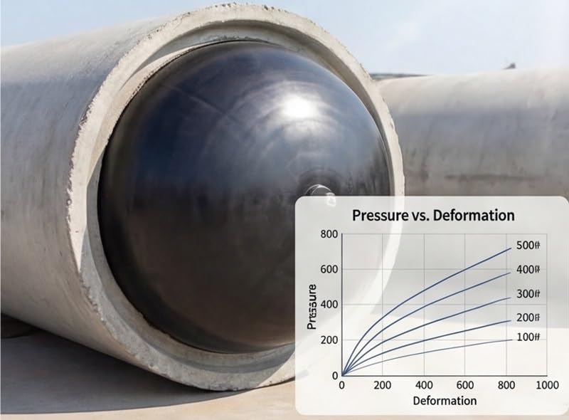 Obturador Neumático Clase A DN50-DN600, Con Tubo De Extensión De 1m Tapón Inflable De Caucho Reforzado Para Prueba De Estanqueidad, Bloqueo De Tuberías Y Desagües(DN600mm)