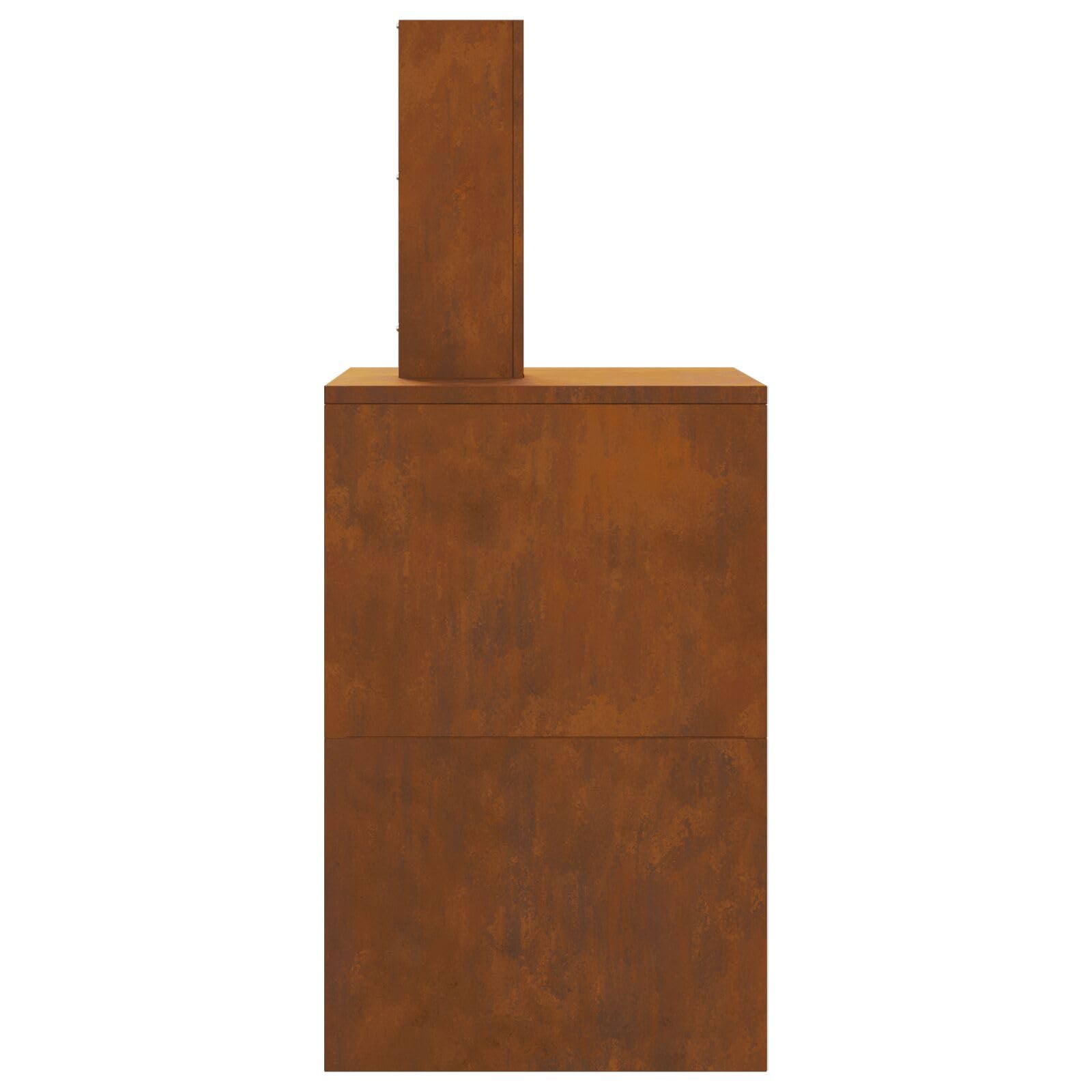 Palenisko z kominkiem 60x40x96 cm, stal odporna na warunki atmosferyczne - 858935