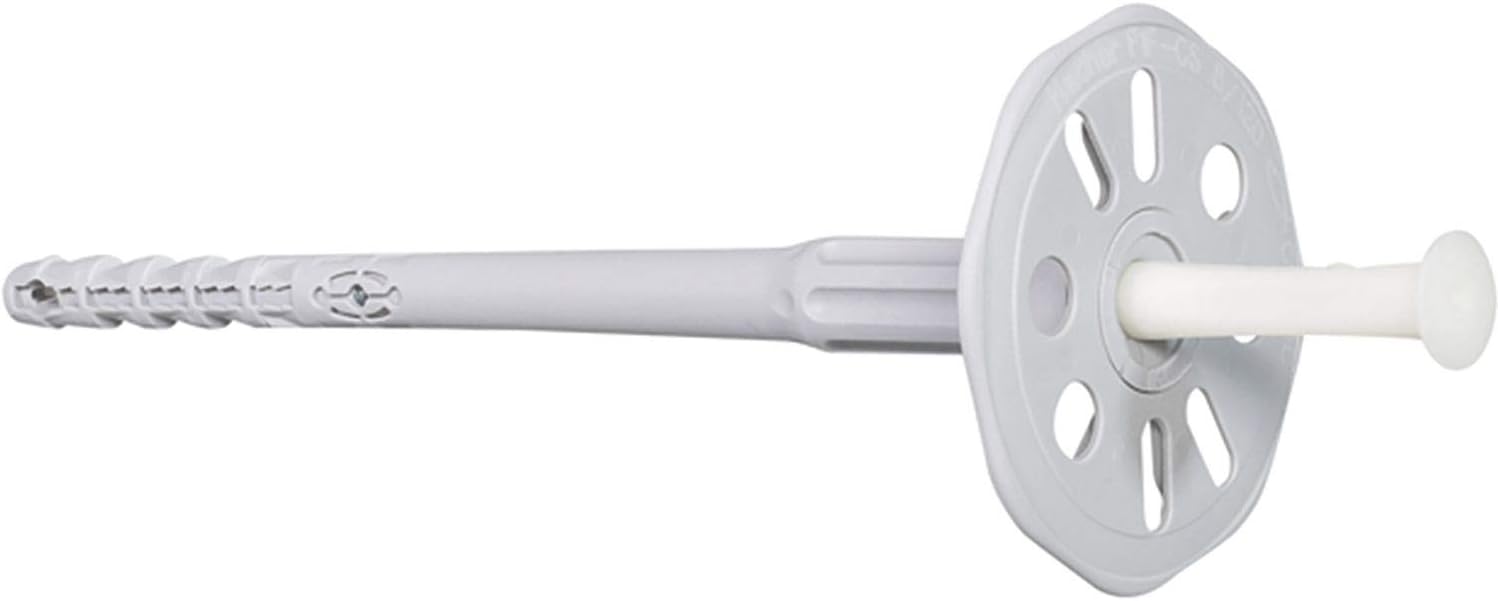 Fischer 546805 Plaster Dowel Insulation Holder with Plastic Nail Pack of 100, White, PN8/100 mm