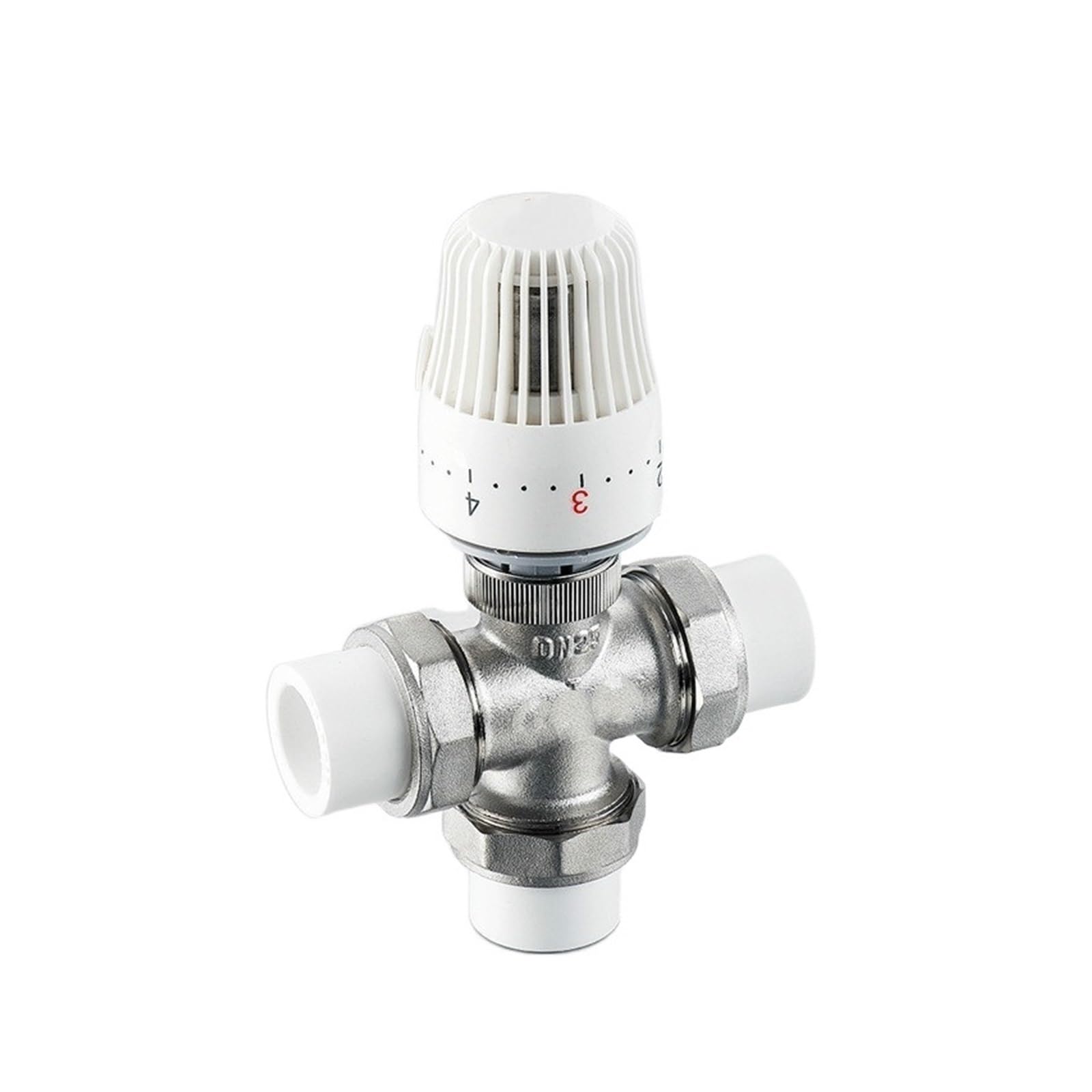 SSIMOO DN25 DN32 Automatyczny termostatyczny zawór sterujący Mosiądz 3-drogowy zawór termostatyczny z PPR System ogrzewania podłogowego Siłownik ogrzewania kindly (Size : DN32)