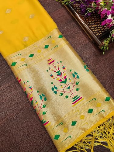 Image of DEVANGI Women's Woven Paithani Banarasi Silk Dupatta /Chunni For Women, Floral Print 1 Meter Wide and 2.3 Meter Length Printed Designer Dupatta /Chunni For Girls