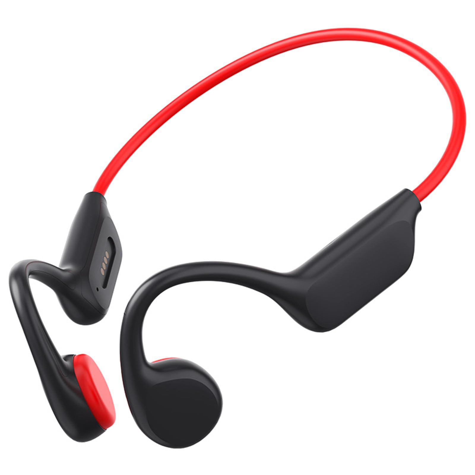 Cuffie a conduzione ossea IPX8, impermeabili, 32 GB, Bluetooth 5.3, cuffie wireless con microfono per nuoto (rosso)