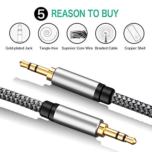 TanQY Aux Cable 2M, 3.5mm Male to Male Auxiliary Audio Stereo Cord Compatible with Car,Headphones, iPods, iPhones - Image 2