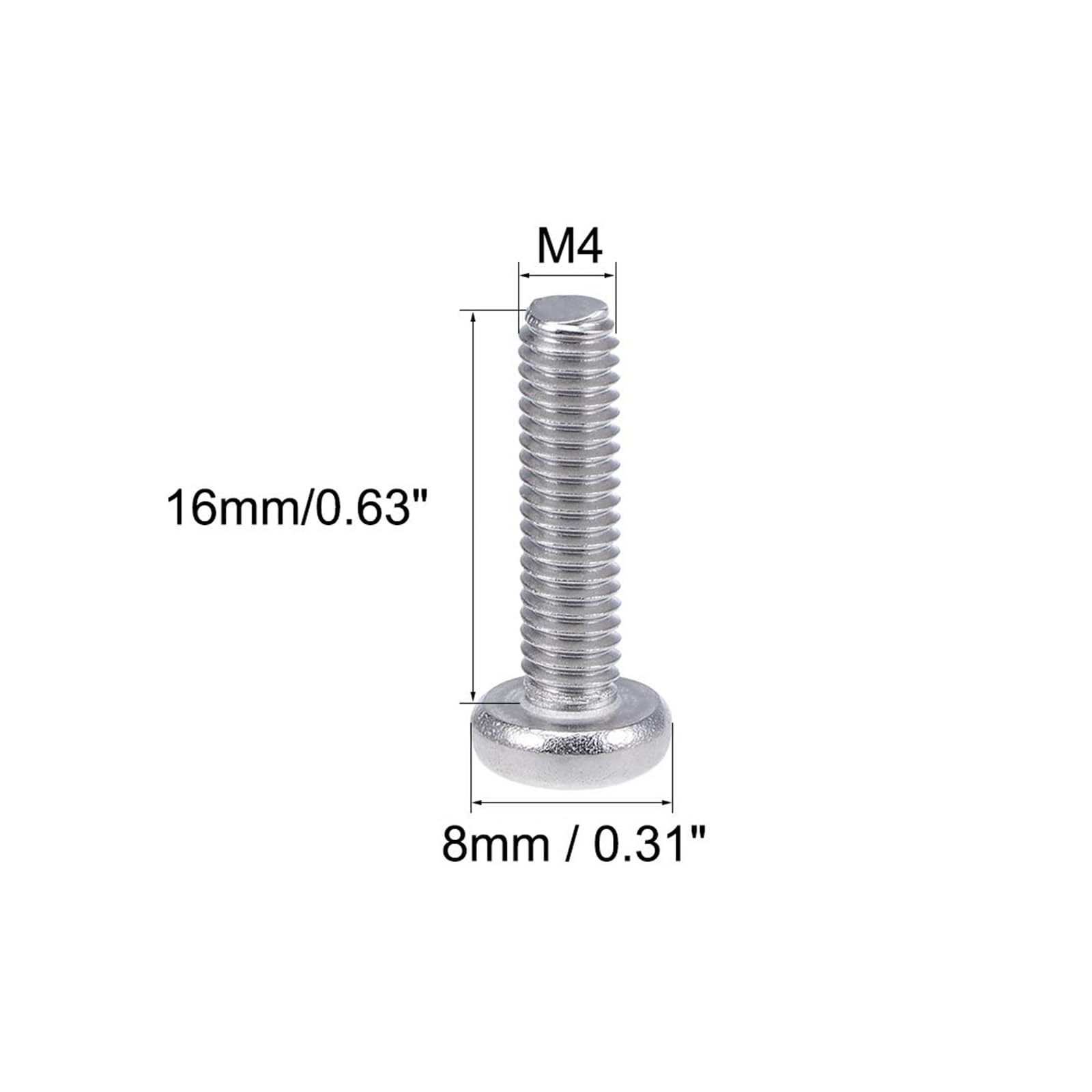 MACHSWON M4x16mm Machine Screws Pan Phillips Cross Head Screw 304 Stainless Steel Round Head Cross Screw Fasteners Bolts 20Pcs - Image 3