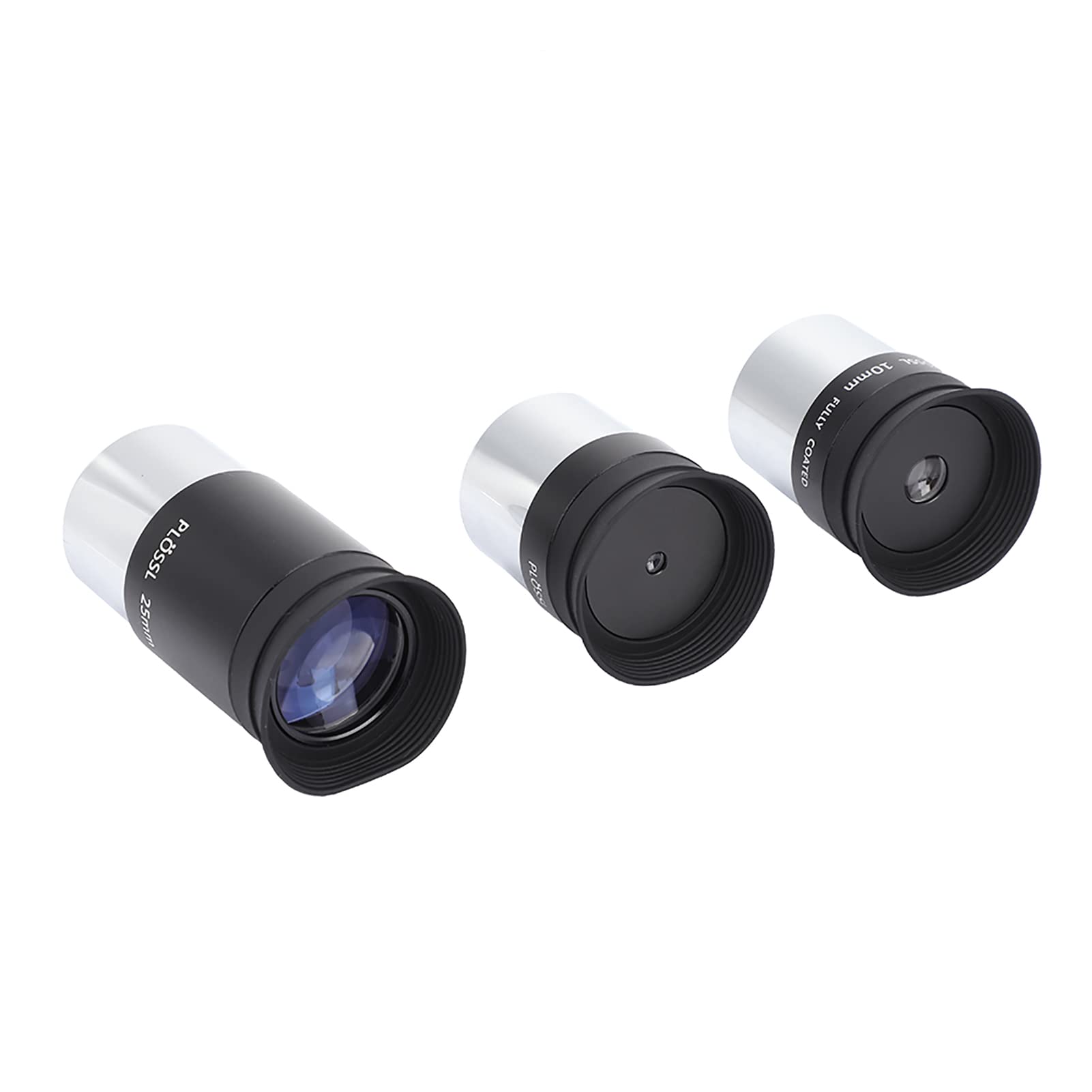 Set Oculare Telescopio Plossl da 1,25 Pollici per Astronomia, 4/10/25 Mm con Kit Lenti Barlow 2X, Multistrato, Interamente in Metallo, Protezione Oculare in Gomma Morbida, Riduce