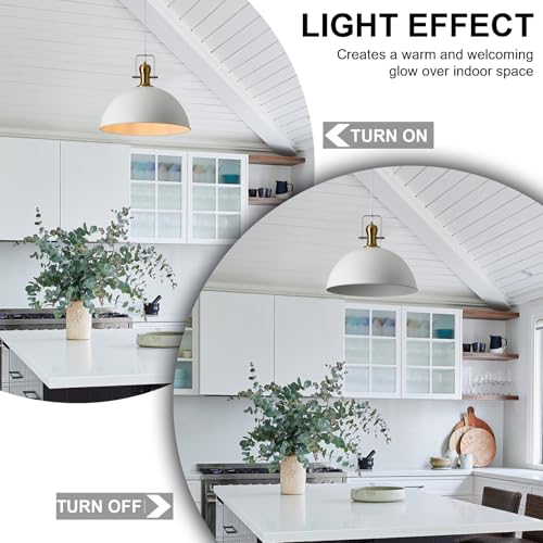 Image of 12 Inch Sandy White Modern Pendant Light for Kitchen Island 2 Pack | ETL Certificate, Easy to Install,Adjustable Height Cord,Vintage Industrial Dome Hanging Light Fixtures