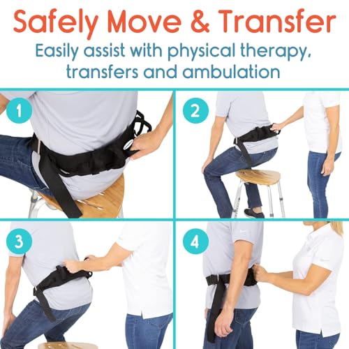 Image of KosmoCare Gait Belt | Transfer Belt | 7 Grip Handles | Safely Move & Transfer | Bariatrics Pediatric Elderly Occupational & Physical Therapy| Long Strap with Quick Release Metal Buckle| 27-52 Inches
