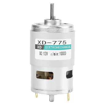 XD-775 High Speed DC Motor with Double Ball Bearings 12V/24V Brushed DC Motor, Low Noise 1000/20000 RPM CW/CCW Rotation, Table Drilling Press, Candy Machine, Small Latitudes 12V1000rpm
