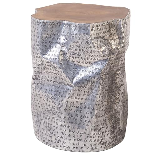 Tavolino Argento Teak Legno E Alluminio Tavolino Laterale Basso - 4