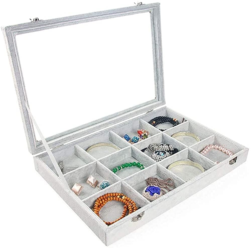 Schmuckschatulle aus Samt, Glas, Halskette, Ring, Ohrringe, Armband, Fußkettchen, Display, Aufbewahrungshalter, Schmuck-Aufbewahrungsbox, Etui, Organizer, Schmuck-Aufbewahrungsbox Beauty Comes