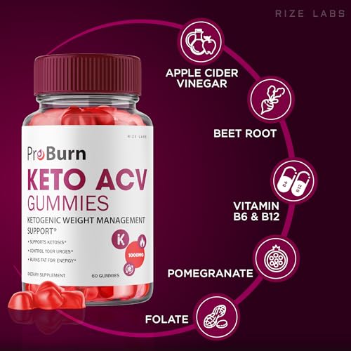 rize labs - Pro Burn Keto ACV Gummies, Advanced Formula Support Weight Loss, All Natural Apple Cider Supplement, Keto + ACV Pro Burner Gummy (180 Gummies) (Pack of 3)