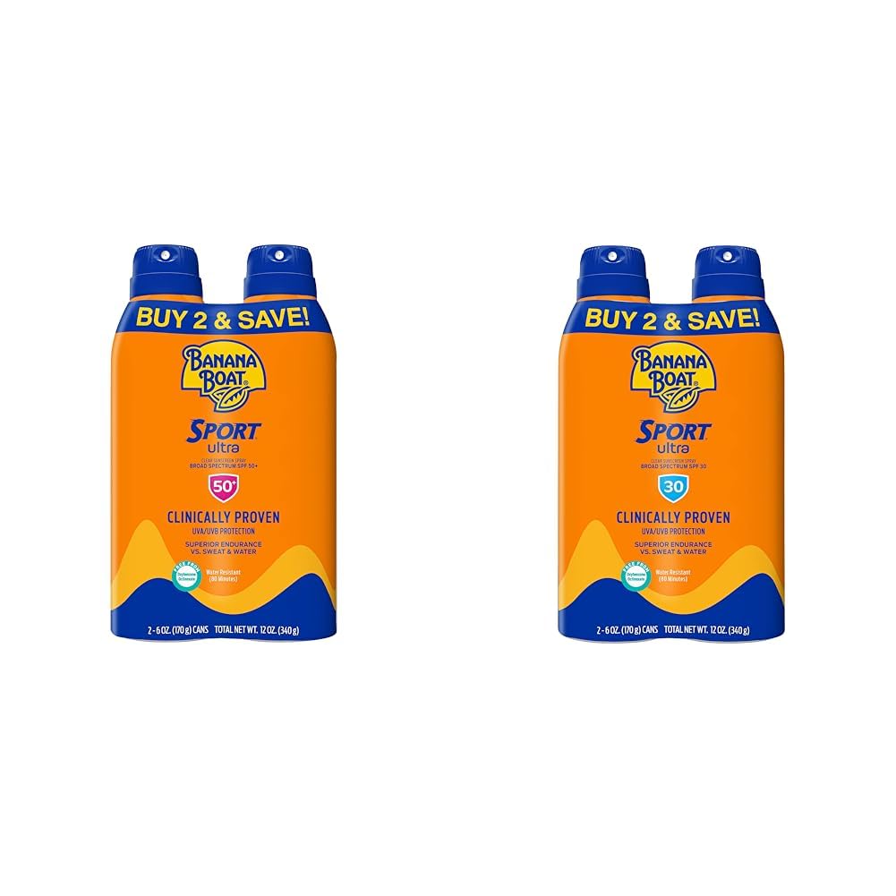 Banana Boat Ultra Sport Reef Friendly Sunscreen Spray Broad Spectrum SPF 50 30 6 Oz Pack of 2