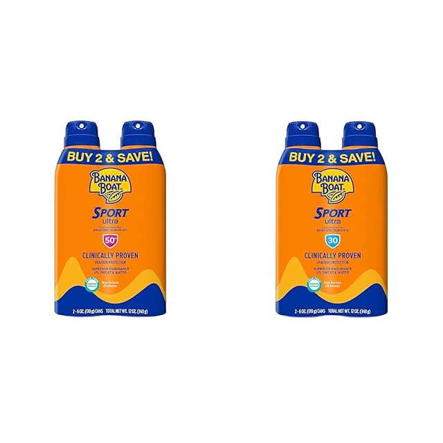 Banana Boat Ultra Sport Reef Friendly Sunscreen Spray Broad Spectrum SPF 50 30 6 Oz Pack of 2