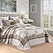 Bedduvit 100% Cotton 120"x128" Oversized California King Bedspread - Extra Wide Reversible Patchwork Plaid Quilts Bedding Set, All Season XL Cal King Floral Coverlet Set 3pcs Blanket, Brown/Gray/Beige