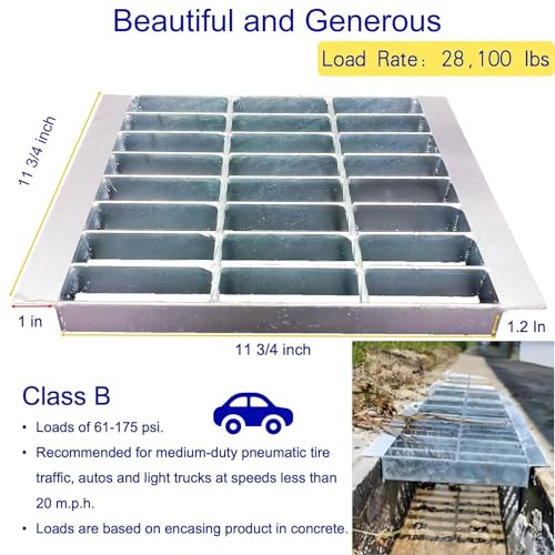 Image of Galvanized Steel Drain Grate with Lip, Channel Cover 12x12 in
