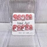 Handmade Press on Nails Square Short Fake Nails Pink French Tip with 3D Flower Designs Rhinestones...