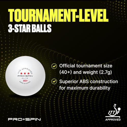 Image of PRO-SPIN Ping Pong Balls - 3-Star ITTF-Approved Premium Table Tennis Balls | High-Performance 40+ ABS Professional Quality for Indoor & Outdoor Games (Pack of 40)