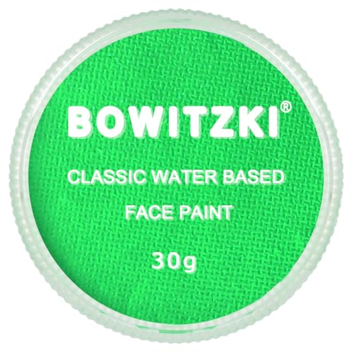 Bowitzki 30g pintura facial profesional cuerpo pintado cara pintada cara pintada agua pastel dividido seguro para niños y adultos Navidad de Halloween monocromática (Verde claro)