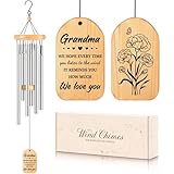 Milcier Gifts for Grandma, Grandma Birthday Gifts, Grandma Wind Chimes, Best Christmas Mothers Day Thanksgiving Present for Grandmother, Nana, Granny, 25.5 inches, Silver