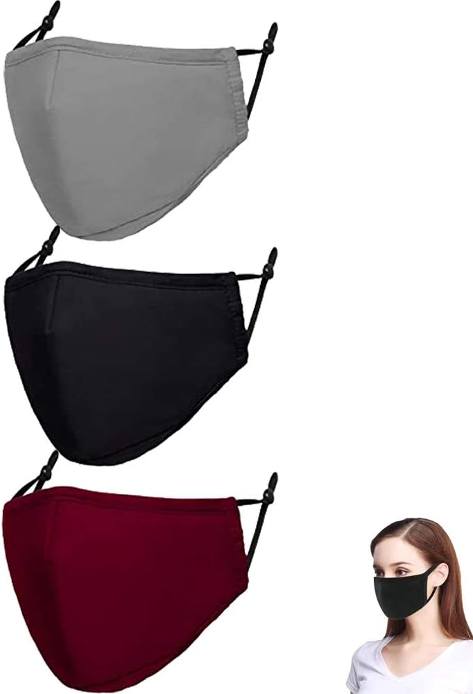 Xinber Cloth Face Mask, Cotton Masks Adjustable Face Mouth-Muffle for Adult/Women/Men (3-Pack)