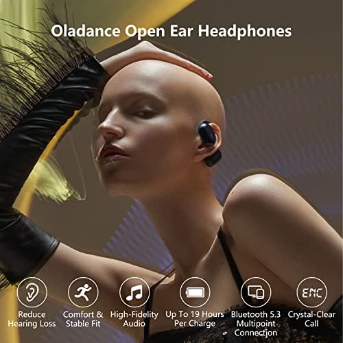 Oladance OWS2 Słuchawki Open Ear, Bezprzewodowe Słuchawki Bluetooth 5.3 z Połączeniem Multipoint, Kompatybilne z Androidem i iPhone'em, Do 19 godzin pracy na baterii z etui, Interstellar Blue