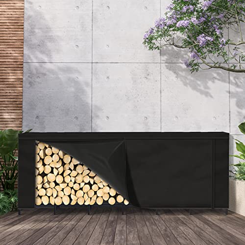 Liantral 8Ft Firewood Rack Outdoor With Cover, Log Holder Organizer For Wood Storage Indoor Outside Fireplace Wood Rack #TOP5