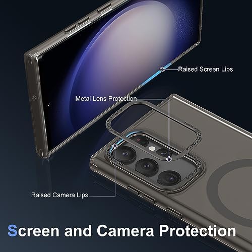 HikerClub for Galaxy S22 Ultra Phone Case Magnetic, Compatibile con Mag Safe Translucent Frosted Matte Case Galaxy S22 Ultra, Black