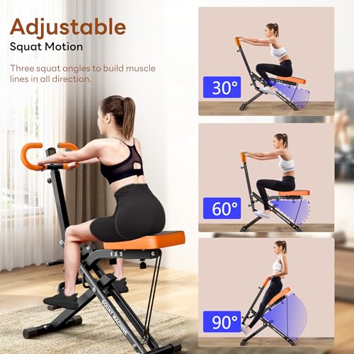 Image of SogesPower Squat Machine for Home Gym, Squat Rowing Machine with Adjustable Resistance and Optional Full Motion, Squat Assist Trainer for Glutes & Legs Workout, Up to 330lbs