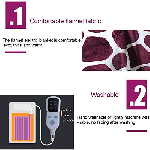 Flannel Electric Throw Warming Blanket Twin, Double-Layer Flanne Fast 10 Levels, Over-Heat Protect, Machine Washable, for Home Office Use, Deer Pattern (45x45CM) - Thumbnail 3