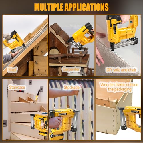 Cloueuse sans fil 18GA améliorée compatible avec la batterie Dewalt 20V, agrafeuse électrique sans balais avec 1000 clous et 1000 agrafes pour la rénovation, le bricolage et le travail du bois – vue 8