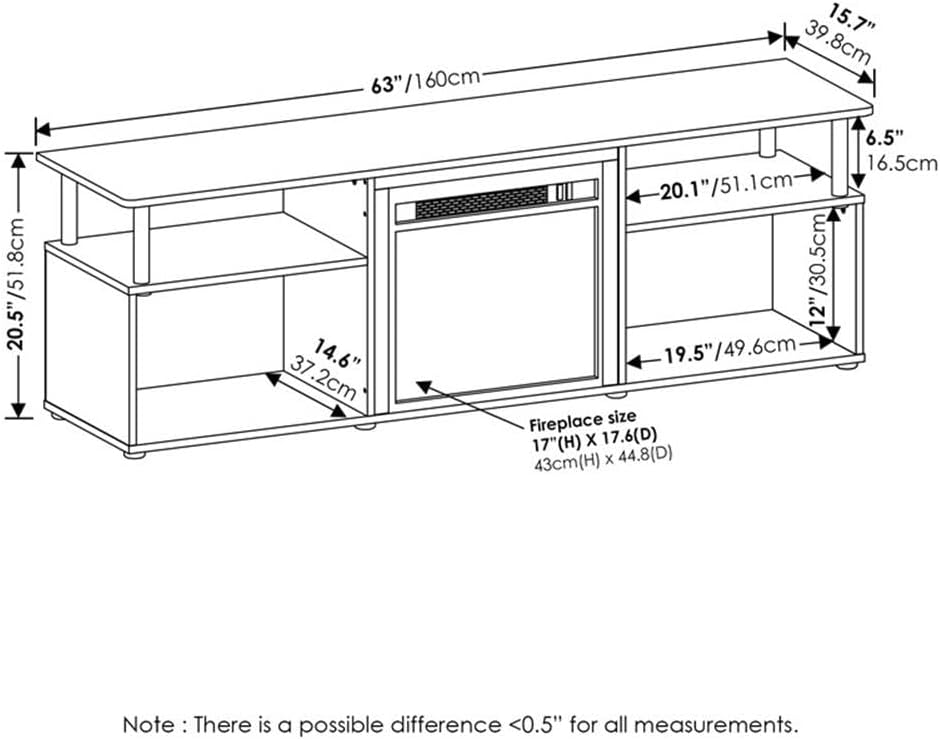 Pemberly Row Open Storage Fireplace Entertainment White Oak/Stainless Steel