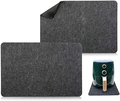 LAJEF Heat Resistant Mat for Air Fryer, 2 Pcs Air Fryer Mat for Counter Heat Resistant, Kitchen Countertop Protector Mat 17.3x11.8 Inch, Kitchen Appliance Non-slip Mat for Coffee Maker, Blender, Air Fryer (grey)